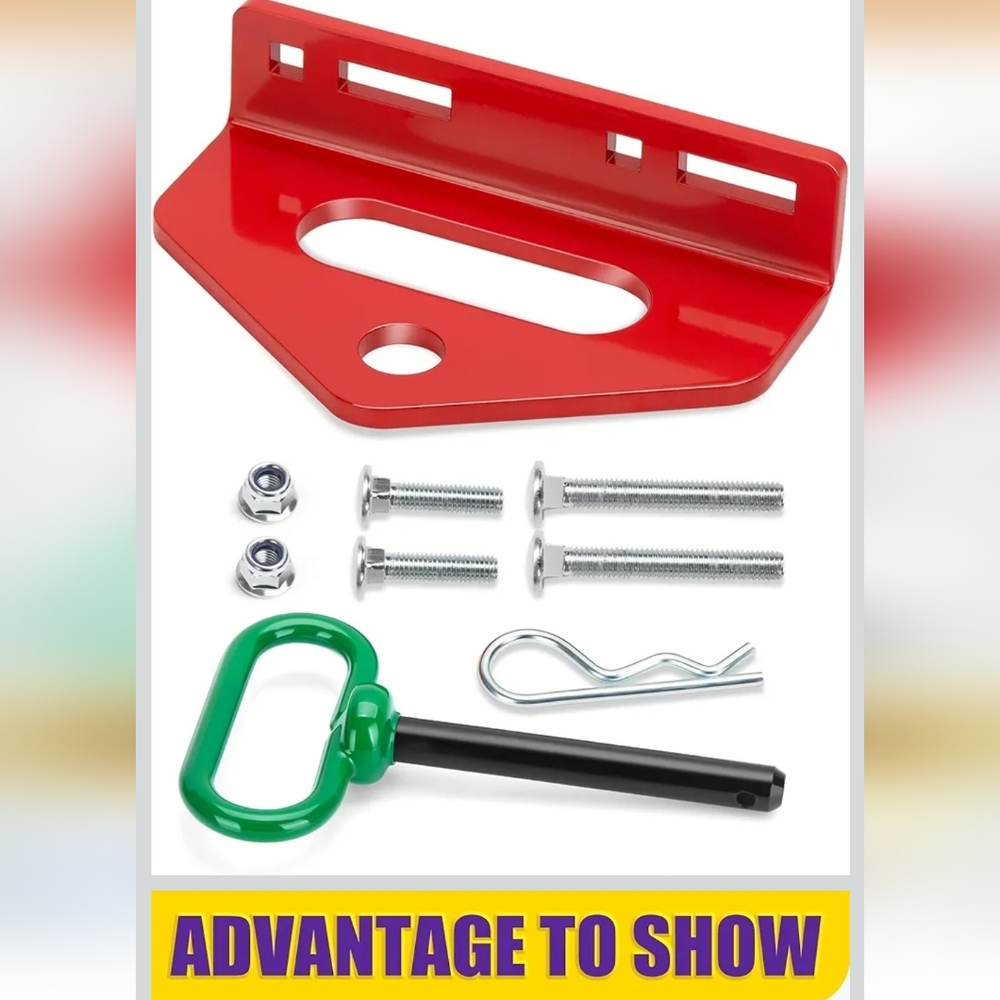Zero Turn Mower Trailer Hitch Kit, 1/4" Thick Heavy Duty Steel Lawn Red+Green